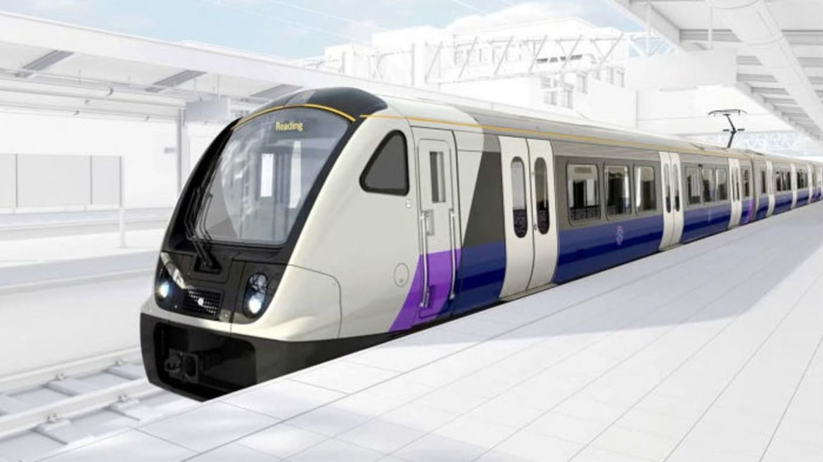 CGI projection of a train pulled into a station on the Elizabeth line