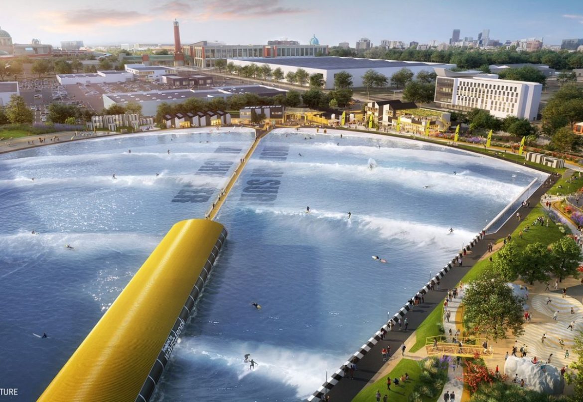CGI projection of the proposed surfing lagoon in Greater Manchester