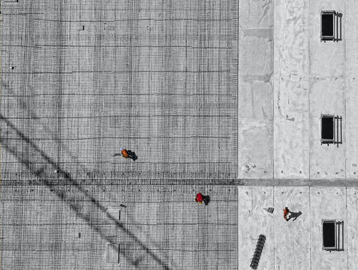 A concrete slab as seen from above