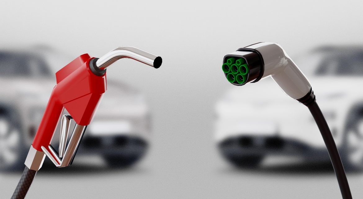 a diesel pump and an electric charger