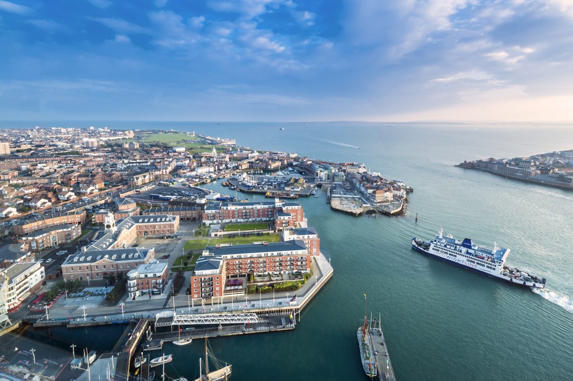 Aerial view of Portsmouth Port