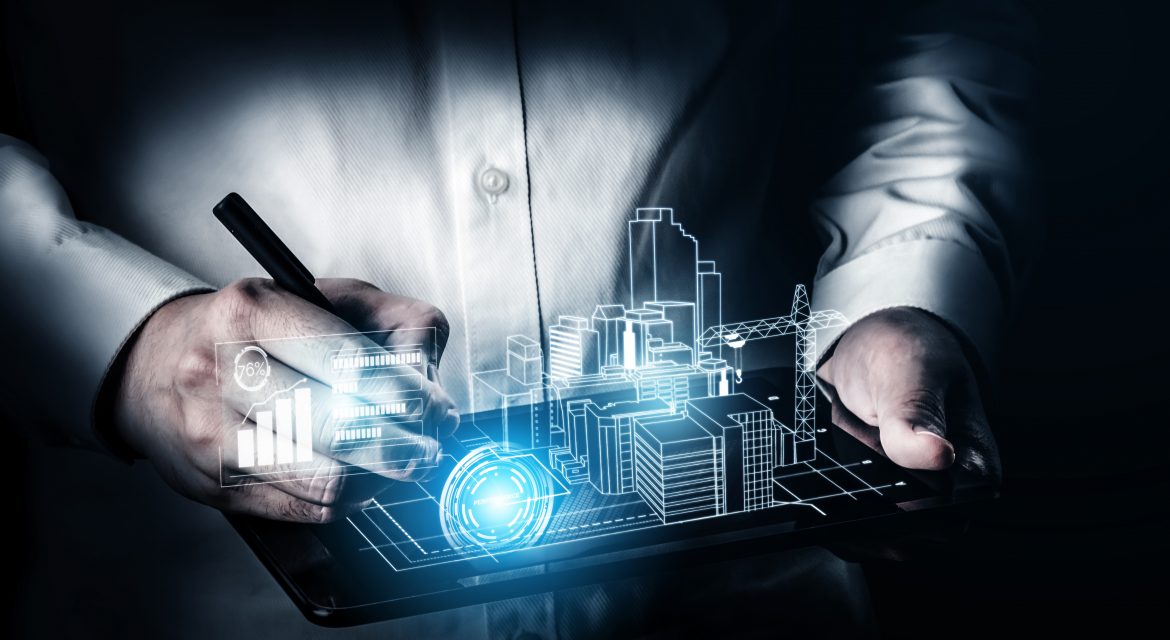 An architect working on a digital building