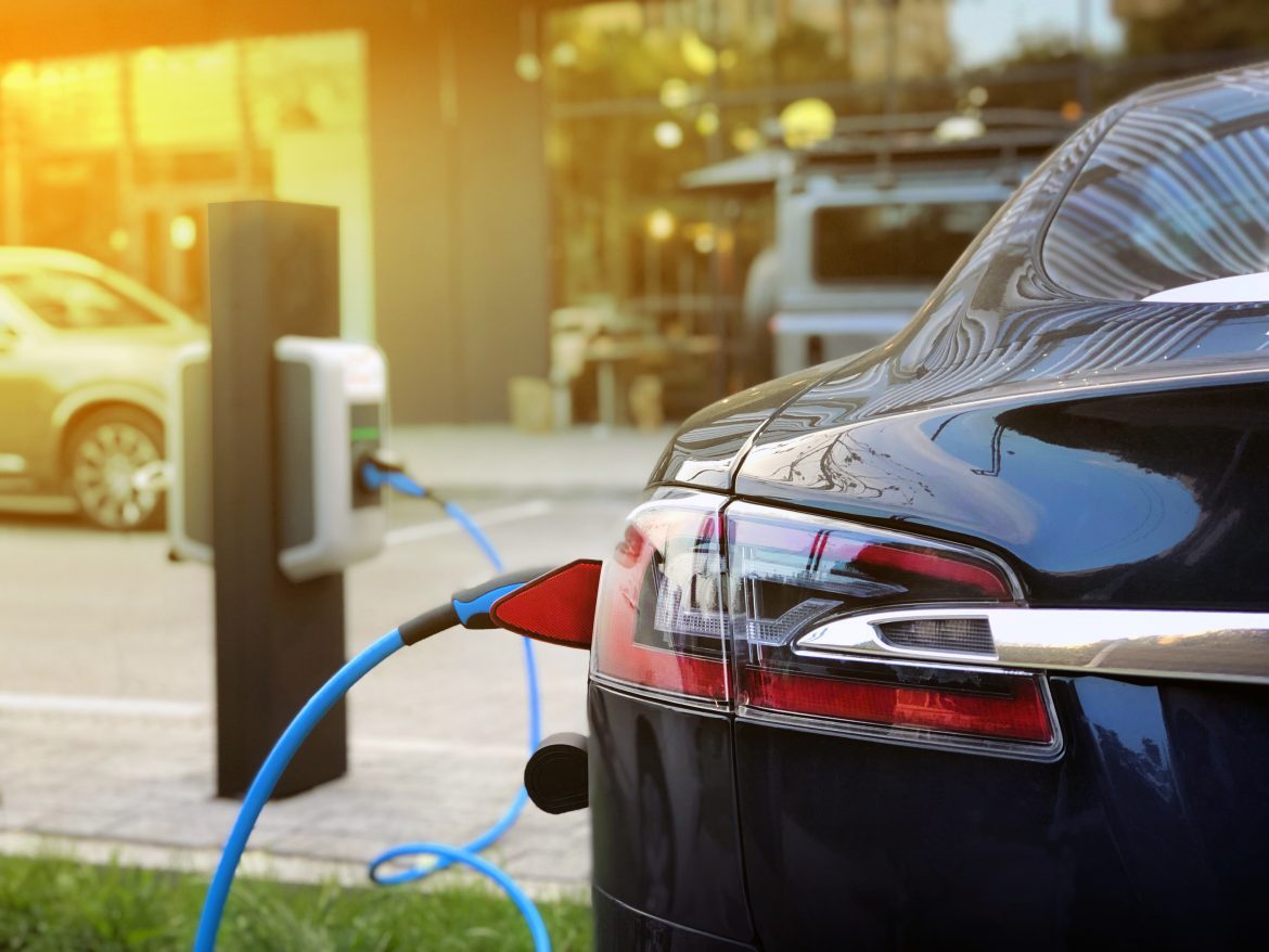 An electric car being charged
